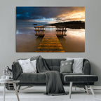 Serene Lake Pier at Sunset Canvas Print | Landscape Wall Art | Ready to Hang