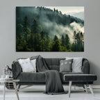 Misty Forest Wall Art Premium Canvas Print, Foggy and Serene Atmosphere