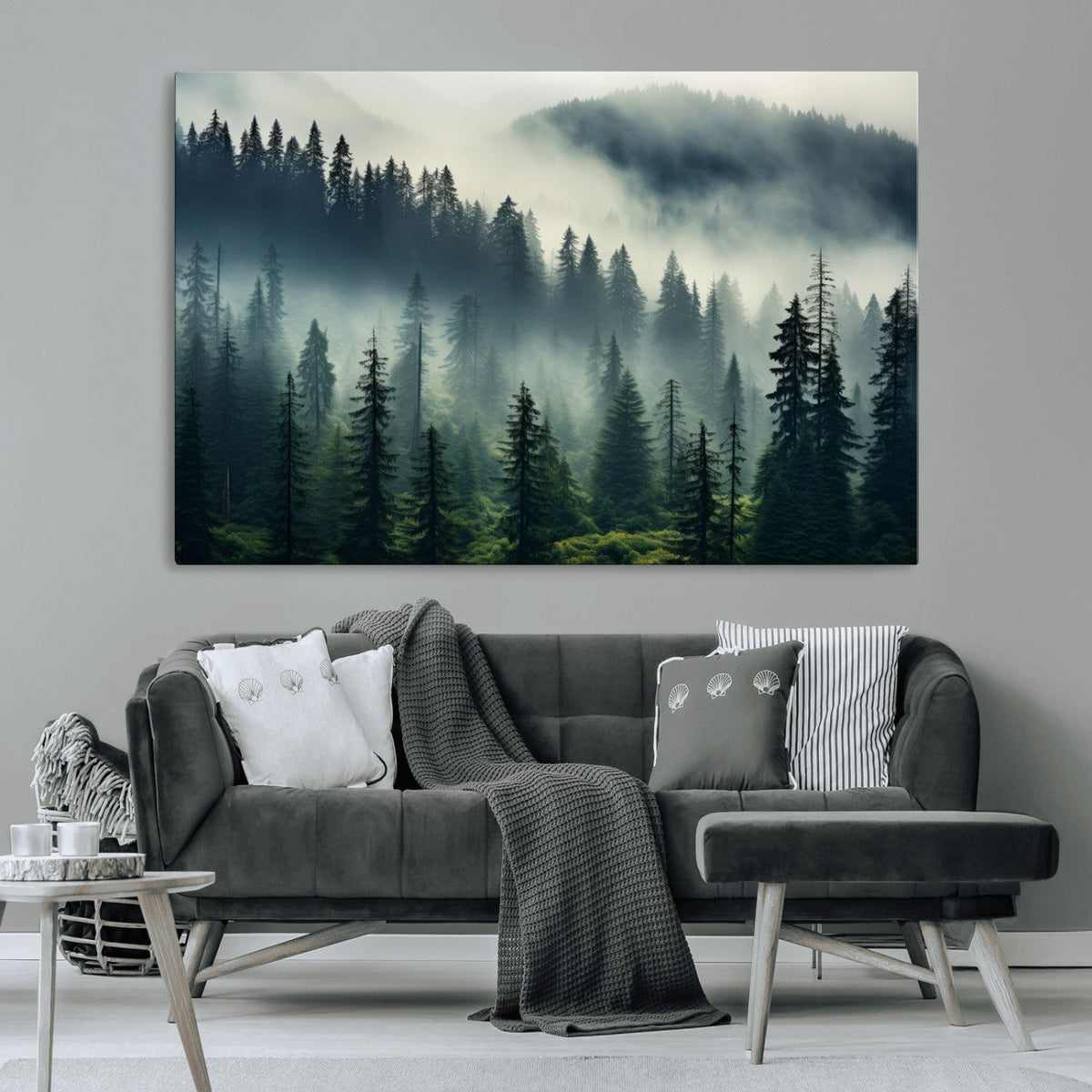 Captivating Misty Forest Wall Art, Foggy and Serene Atmosphere Canvas Print
