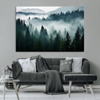 Captivating Misty Forest Wall Art Canvas, Premium Canvas Print of a Foggy and Serene Atmosphere