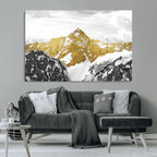 Gold Abstract Mountains Wall Art Print on Canvas, Nature Wall Art Print