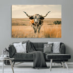 Texas Cow Wall Art Canvas Print for Farm House Wall Decor