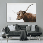 Rustic Bull Wall Art Canvas Print, Modern Longhorn Farmhouse Animal Decor