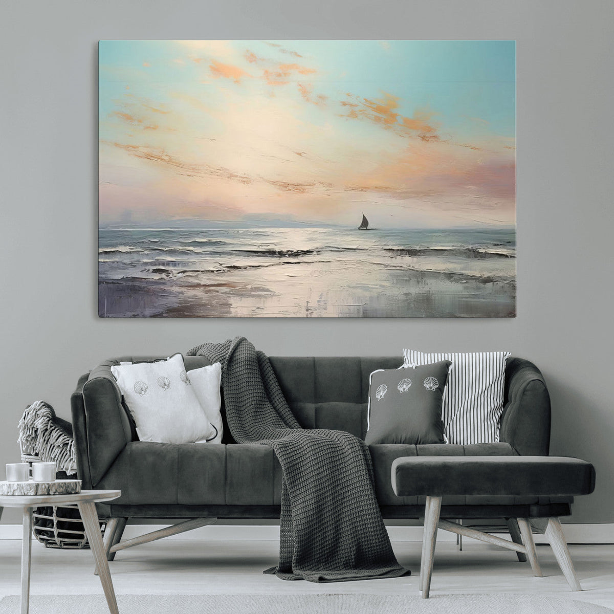Abstract Ocean Wall Art, Boat Wall Art Canvas Print