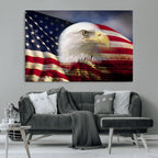 American Flag Eagle Symbol Wall Art Canvas Print, Patriotic American Flag Eagle Wall Art