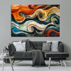 Abstract Wave Wall Art, Ready to Hang Framed Canvas Print | Extra Large 3 Piece Canvas Wall Art