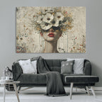 Abstract Floral Women Pastel Wall Art Canvas Print