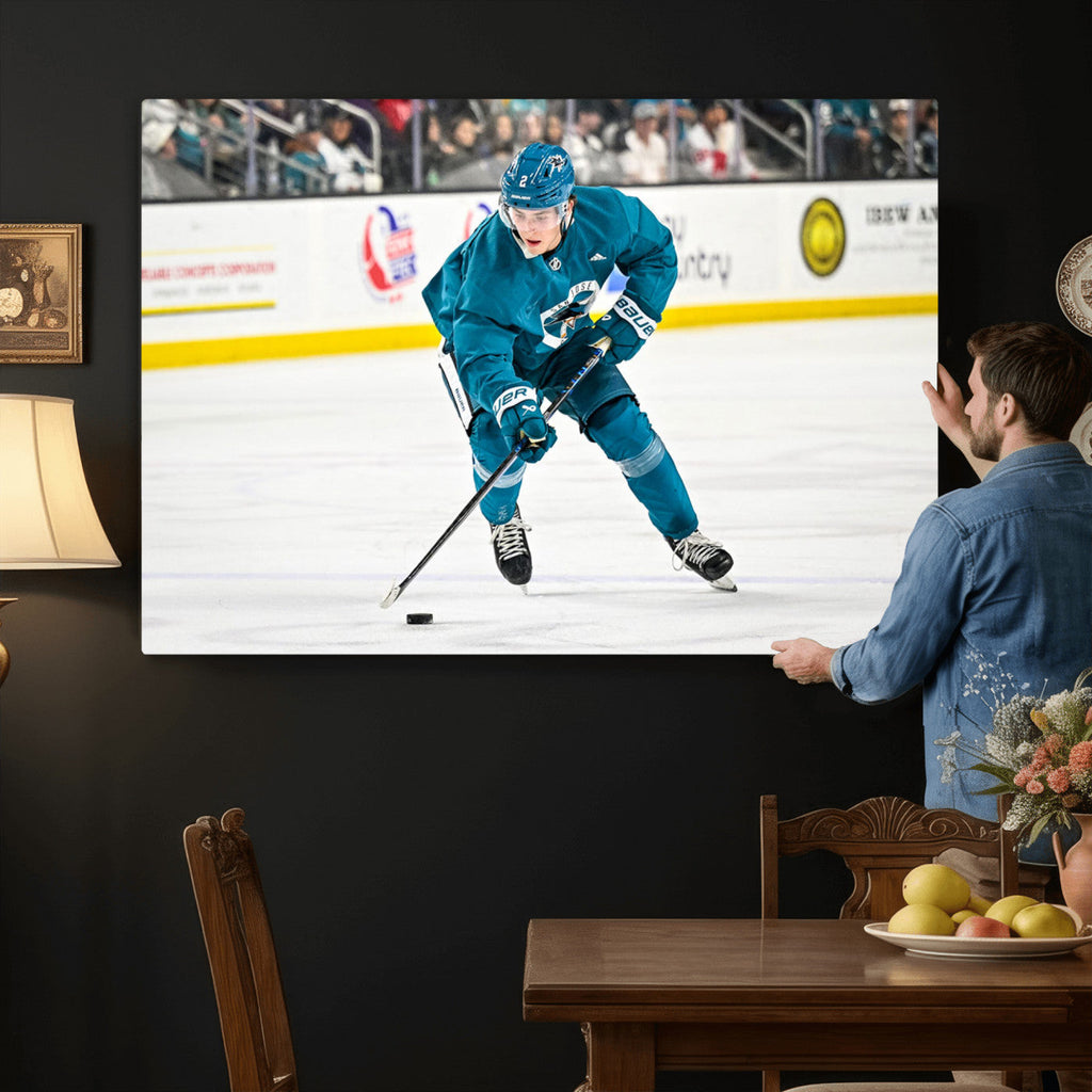 San Jose Sharks Ice Hockey Player Wall Art Canvas Print