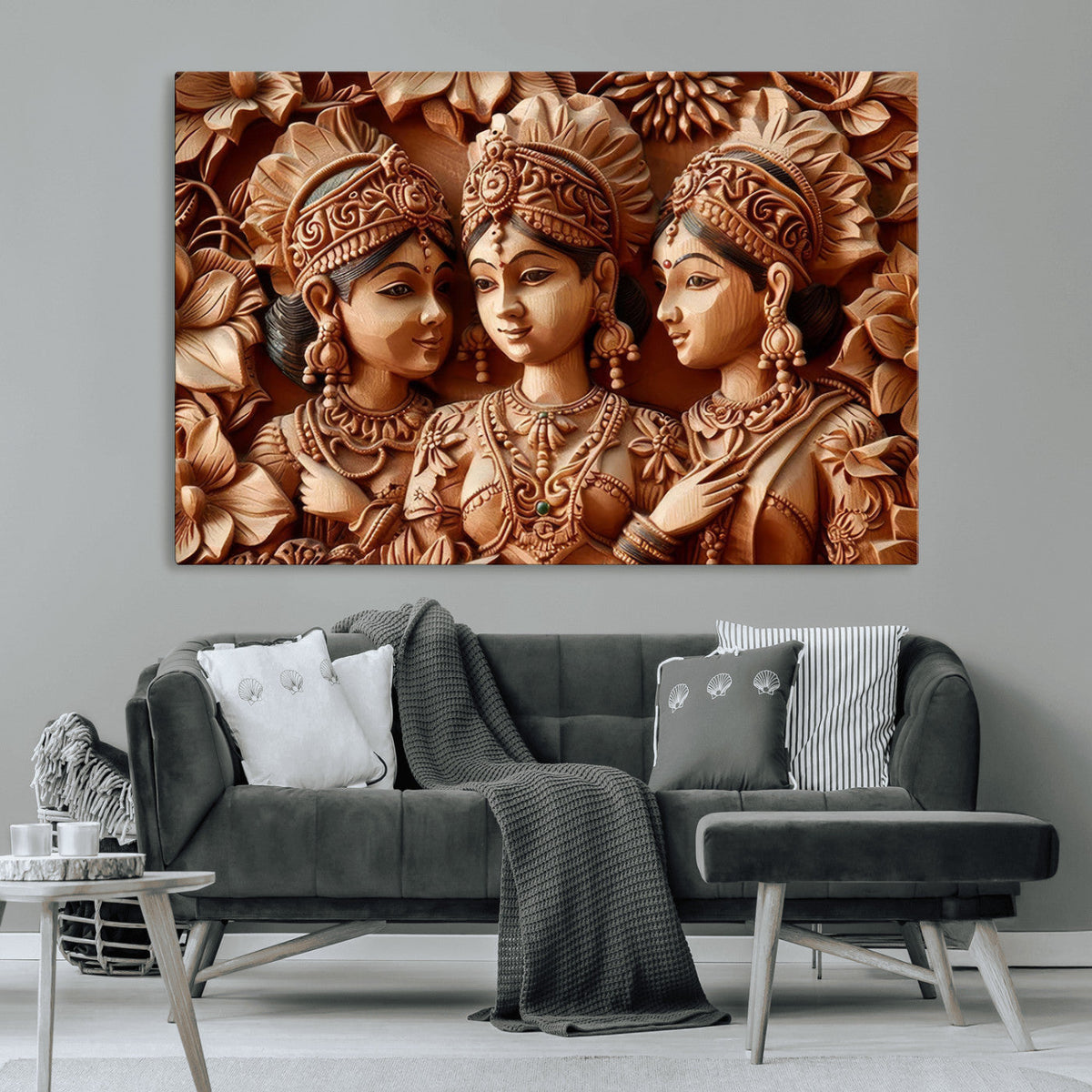 Indian Woman Statue Wall Art Canvas Print
