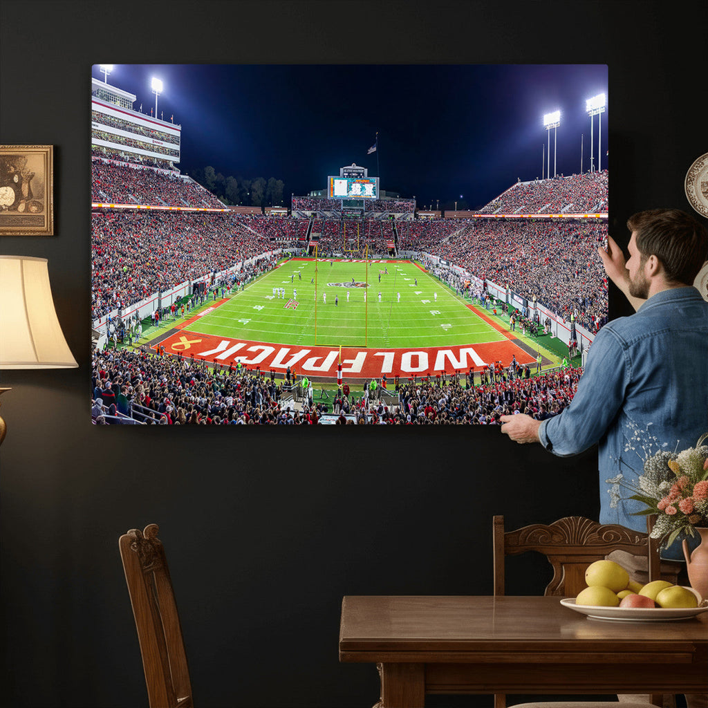 Wolfpack Football Team Print, Raleigh Carter-Finley Stadium