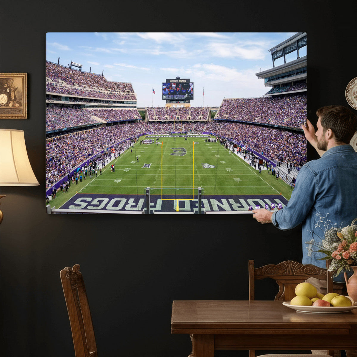 TCU Horned Frogs Football Team Print, Fort Worth Amon G. Carter Stadium, Framed and Ready to Hang