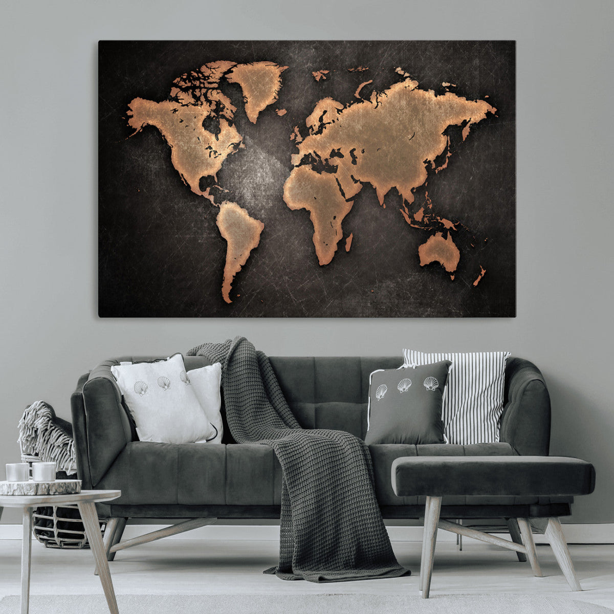 World Map Canvas Print | Framed Travel Map Wall Art for Couples