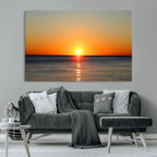 Golden Horizon Sunset Over Ocean Wall Art Canvas Print | Tropical Beach Canvas