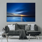 Blue Sunset Ocean Canvas Wall Art Print | Serene Coastal Horizon