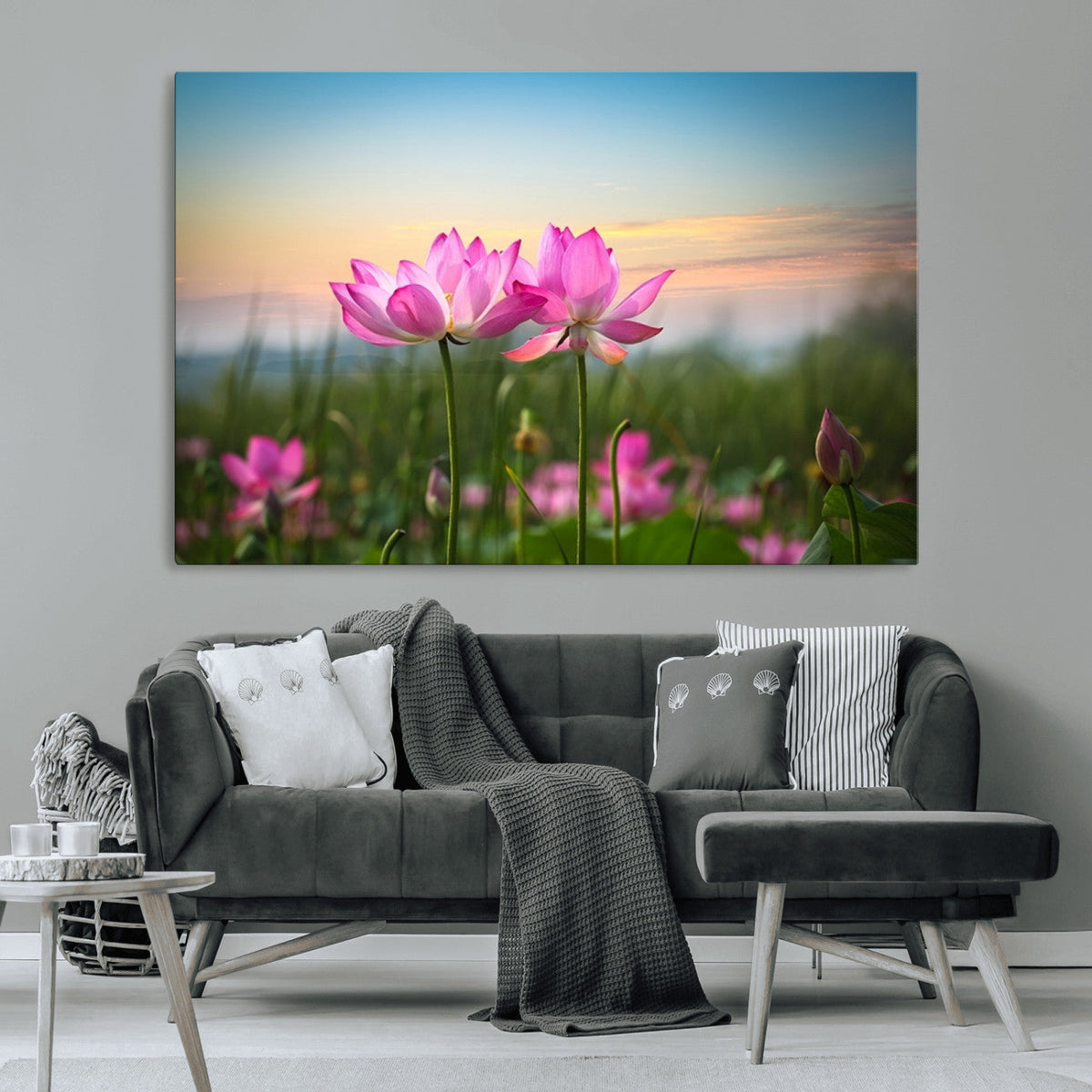 Pink Flower on the Mountain Canvas Print, Framed Pink Flower Canvas Wall Art