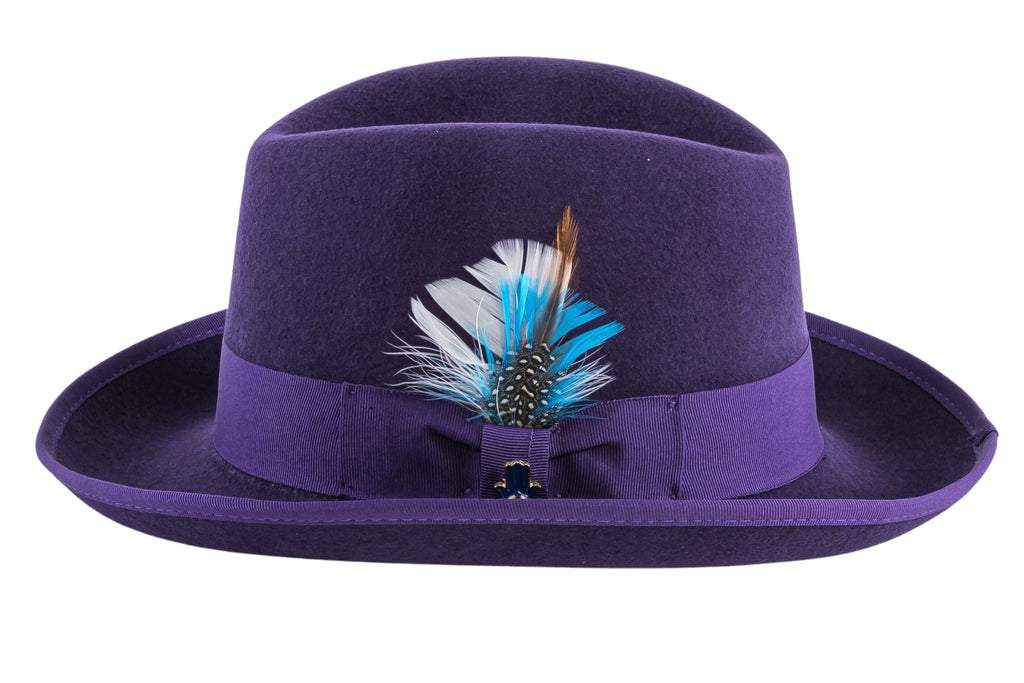 Ferrecci Purple Wool Felt Homburg Godfather Hat