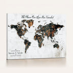 Custom Navy Geometric Push Pin World Map Canvas Print, Bucket List Map, Living Room and Home Office Decor