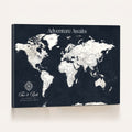 Custom World Map Wall Art Canvas Print | Personalized Push Pin Travel Tracker