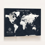 Custom World Map Wall Art Canvas Print | Personalized Push Pin Travel Tracker