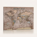 Custom Push Pin World Map Wall Art Canvas Print | Personalized Travel Tracker