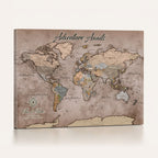 Custom Push Pin World Map Wall Art Canvas Print | Personalized Travel Tracker