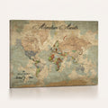 Custom Beige World Travel Map Wall Art with Pins, Bucket List Map, Dining Room and Study Decor