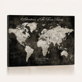 Personalized Framed Beige Push Pin World Map Canvas Print, Couples Countries Visited Map, Dining Room and Study Decor