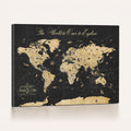 Custom Push Pin World Map Canvas Print, Couples Countries Visited Map, Living Room and Home Office Decor