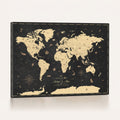 Personalized Beige Push Pin World Map Canvas Print, Places Visited Tracker, Home Office and Study Decor