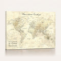 Personalized Beige Modern Push Pin World Map Wall Art, Honeymoon and Anniversary Gift, Bedroom and Study Decor