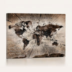Personalized Push Pin World Map Wall Art Canvas Print, Customizable Framed Travel Map - NEWMAP-085