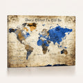 Personalized Framed Beige World Map Canvas with Push Pins, Honeymoon and Anniversary Gift, Living Room and Home Office Decor