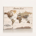 Personalized Framed White Modern Push Pin Travel Map Canvas Print, Bucket List Map, Dining Room and Study Decor