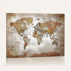 Vibrant Watercolor World Map Canvas Wall Art | Framed Travel Map