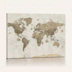 Detailed World Map Wall Art Canvas Print