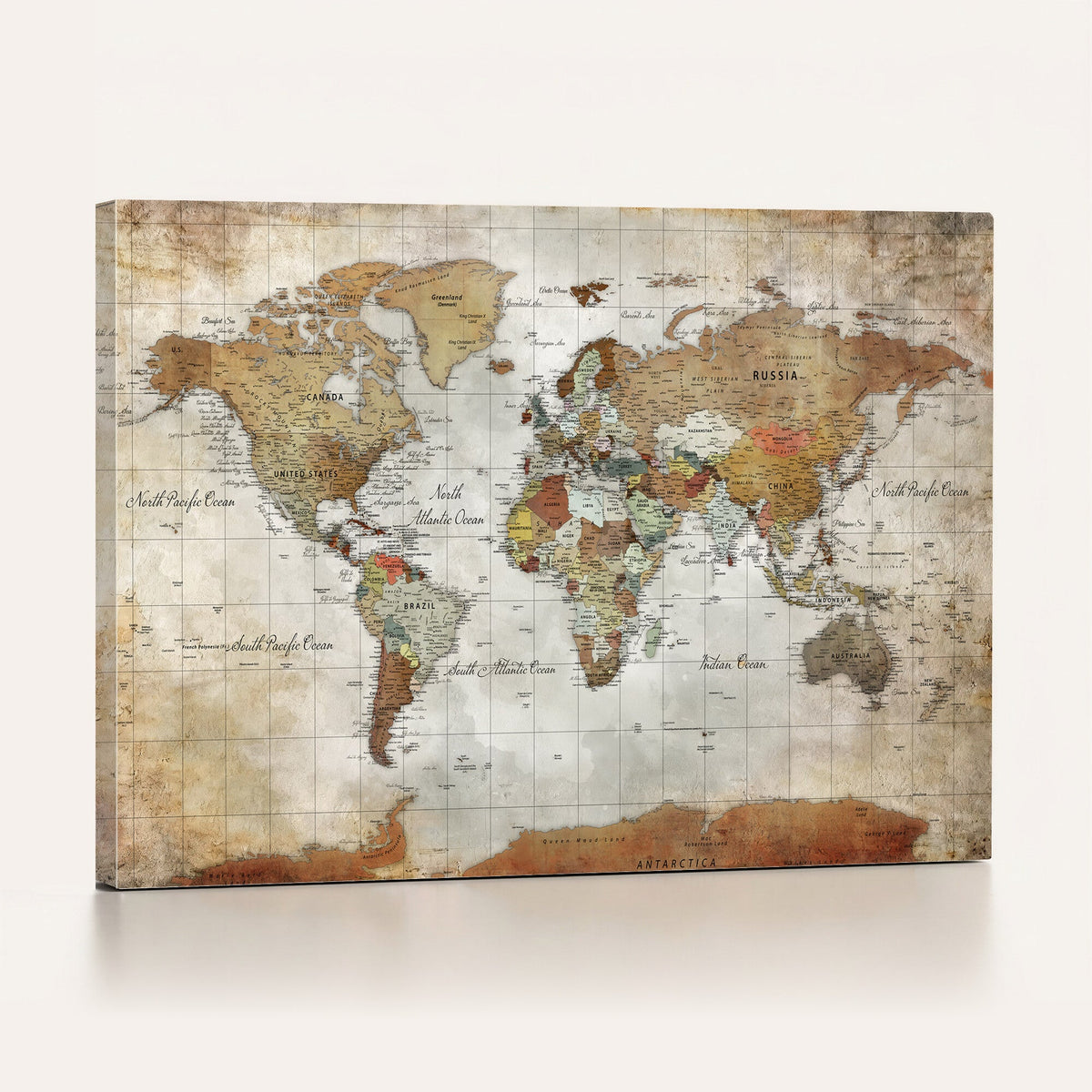 Custom Framed Modern Push Pin World Map Wall Art, Places Visited Tracker, Home Office and Entryway Decor