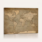 Dark World Map Canvas Print | Framed Travel Map Wall Art