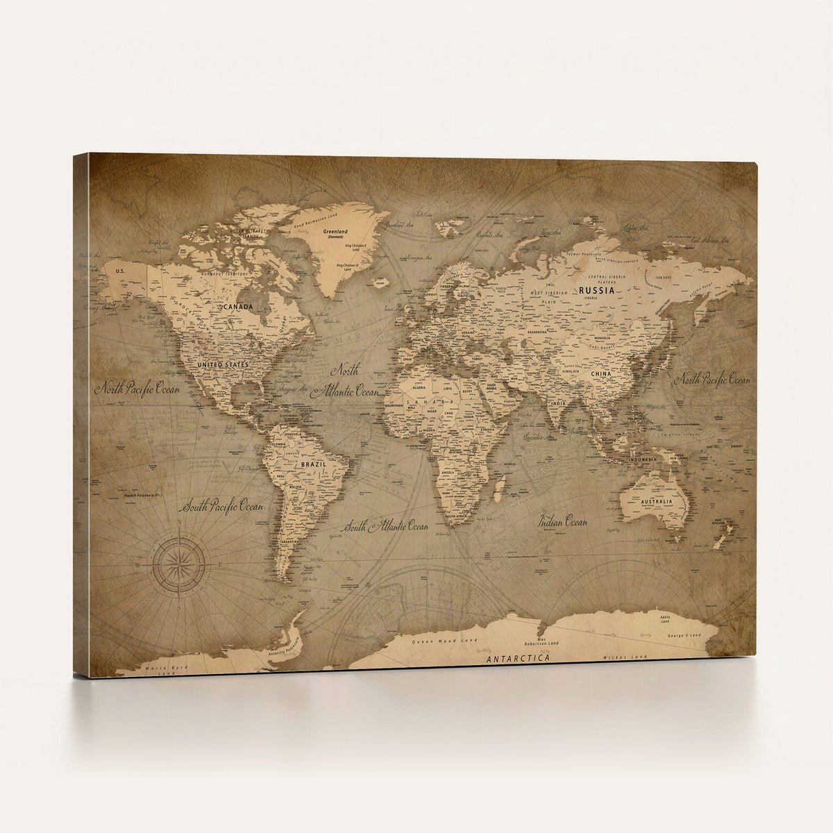 Dark World Map Canvas Print | Framed Travel Map Wall Art