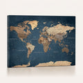 Navy Blue World Map Canvas Print | Framed Travel Map Wall Art