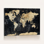 Framed Large World Map Wall Art Canvas Print for Living Room