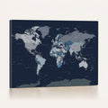 Blue Detailed World Map Wall Art Canvas Print | Modern Framed Map