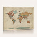 Vintage World Map Canvas Wall Art Print | Framed Modern World Map