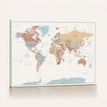 Pastel Colors World Map Wall Art Canvas Print