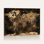 World Map Canvas Print, Modern Decorative Framed Map Artwork
