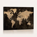 Brown World Map Canvas Print | Modern Travel Map Wall Art