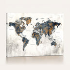 World Map Wall Art Canvas Print for Office Wall Decor