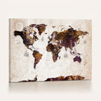 Blue Watercolor World Map Canvas Print | Framed Modern Wall Art