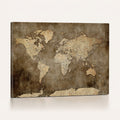 Dark Vintage World Map Canvas Wall Art Print, Antique Map Artwork