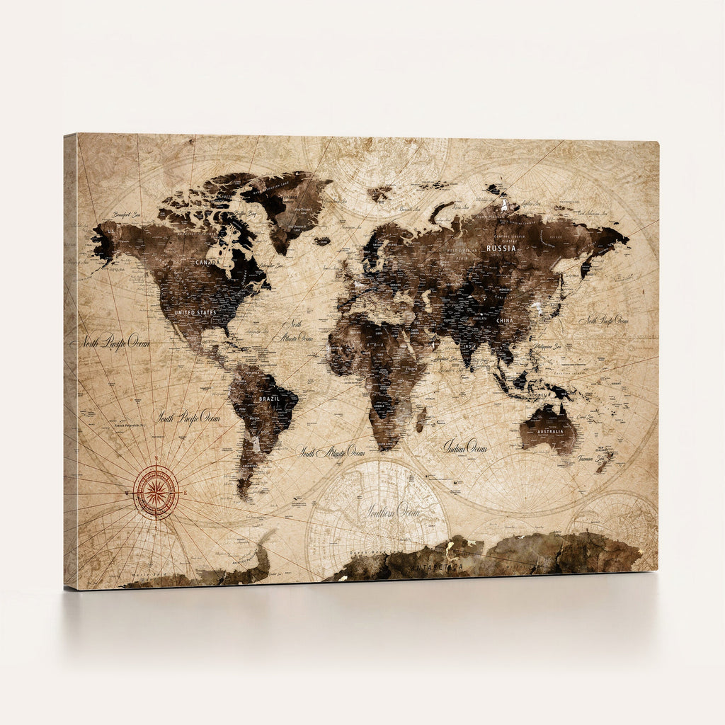 World Map Wall Art Canvas Print