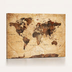Modern Red and Gray World Map Canvas Print | Framed Wall Art